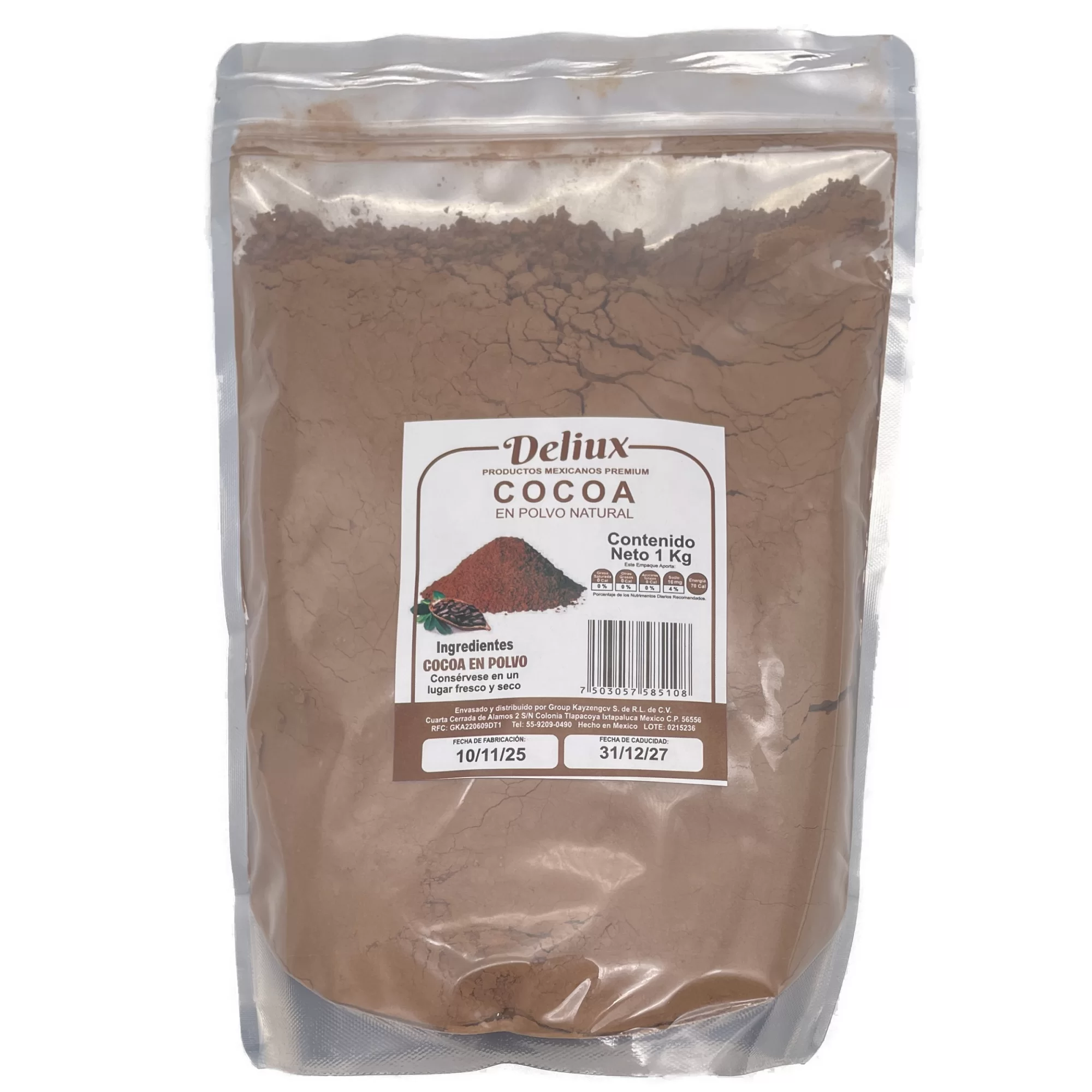 Cacao en Polvo Cocoa Natural Oaxaca Artesanal 1 kg