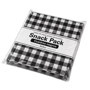 Hojas de papel grado alimenticio. Snack Pack. Cuadros Negros. Millar