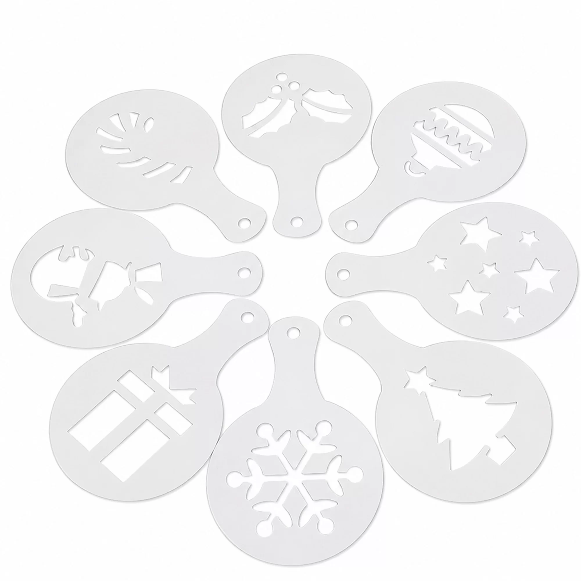 Figuras Plantillas para decorar capuchinos. 8 piezas Navidad