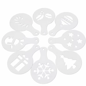Figuras Plantillas para decorar capuchinos. 8 piezas Navidad
