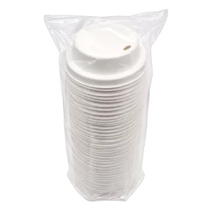 Tapa compostable biodegradable fibra de caña para vaso de 12 a 20 oz 50 piezas