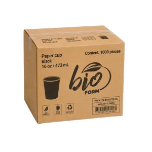 Vaso de papel para bebida caliente 16 oz Negro. 1000 pz