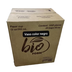 Vaso de papel para bebidas calientes 12 oz. Negro. 1000 unidades